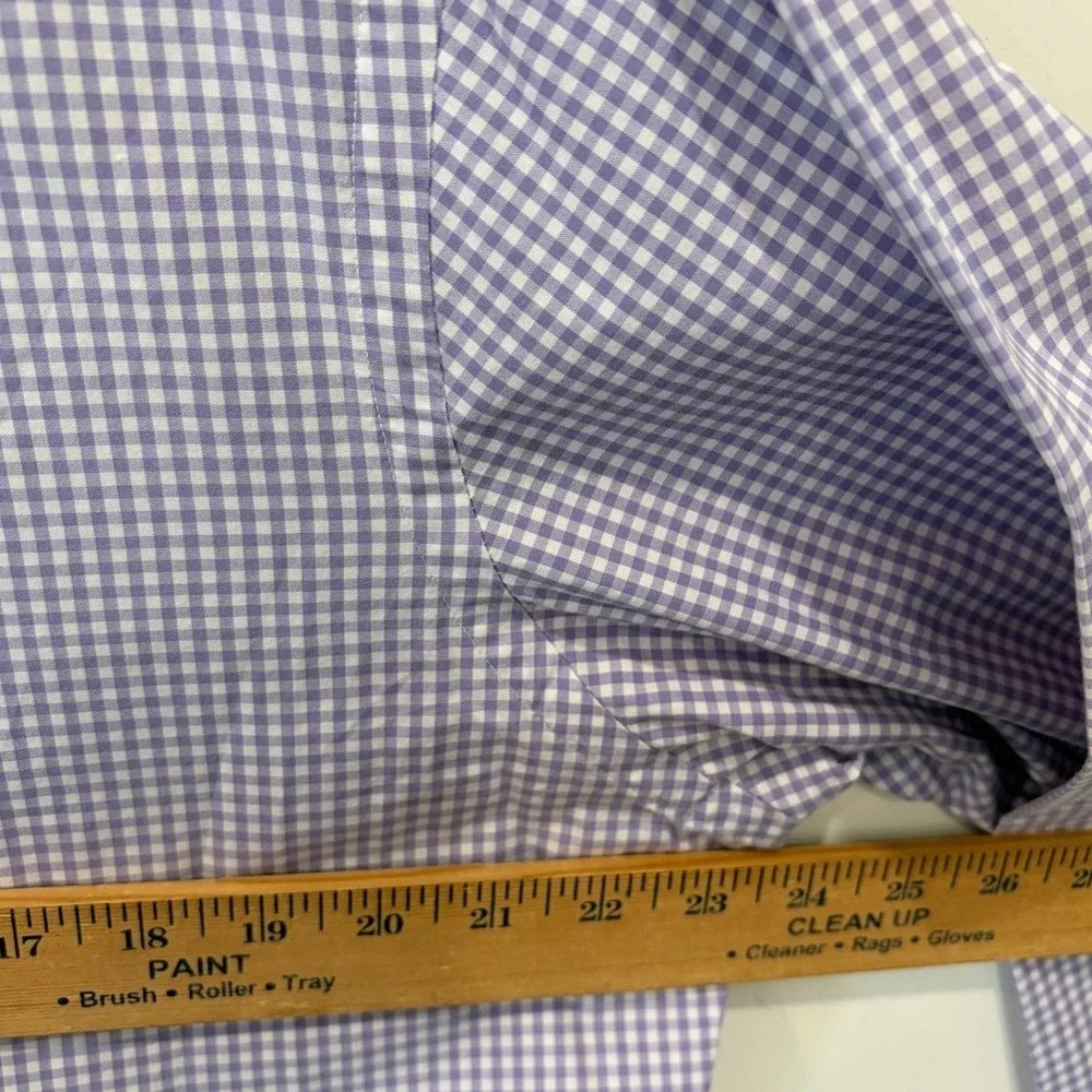 Ralph Lauren Mens XL Slim Fit Gingham Button Down Shirt Purple White Long Sleeve